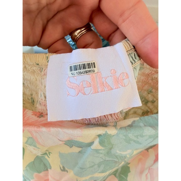 Selkie Hampton Floral Puff Sleeve Romper Women Yellow Pastel Size Large - Picture 4 of 12